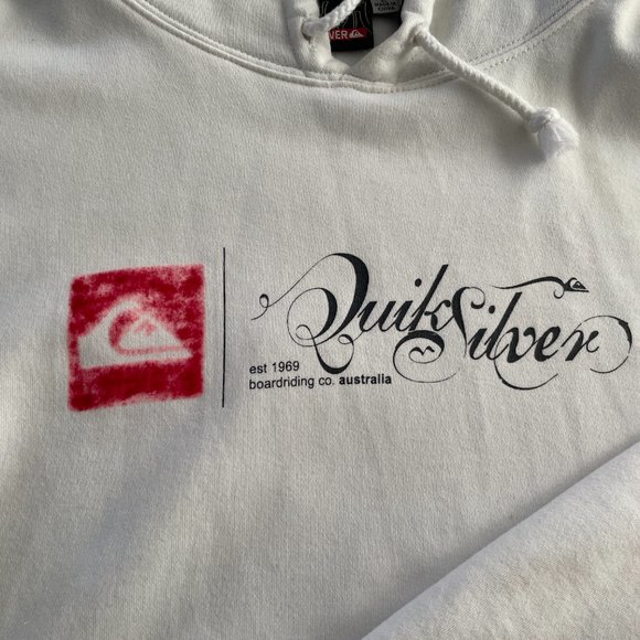Quiksilver Men's White Hoodie Size XL - Picture 2 of 10